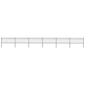 Gard de grădină cu vârf curbat, negru, 10,2 x 0,8 m, oțel