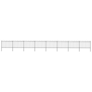Gard de grădină cu vârf curbat, negru, 13,6 x 1,2 m, oțel