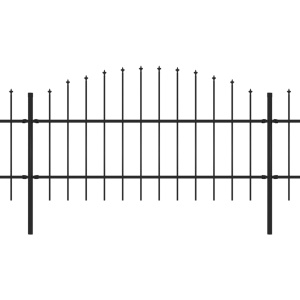 Gard de grădină cu vârf suliță, negru, (0,75-1)x10,2 m, oțel - Img 2