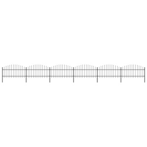 Gard de grădină cu vârf suliță, negru, (1-1,25)x10,2 m oțel