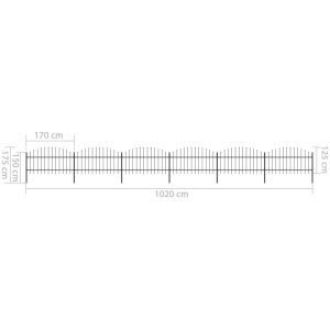 Gard de grădină cu vârf suliță, negru, (1-1,25)x10,2 m oțel - Img 5