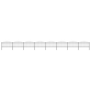 Gard de grădină cu vârf suliță, negru, (1,25-1,5)x13,6 m oțel