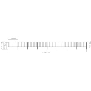 Gard de grădină cu vârf suliță, negru, (1,25-1,5)x13,6 m oțel - Img 5