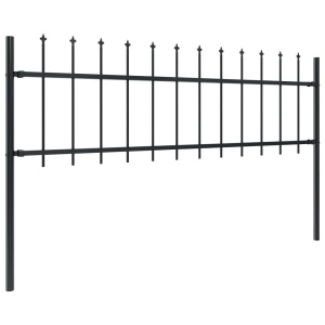 Gard de grădină cu vârf suliță, negru, 1,7 x 0,6 m, oțel - Img 2