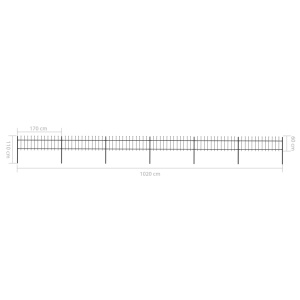 Gard de grădină cu vârf suliță, negru, 10,2 x 0,6 m, oțel - Img 5