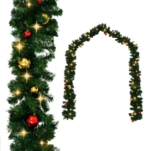 Ghirlandă de Crăciun decorată cu globuri și becuri LED, 20 m - Img 2