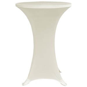 Husă de masă cu picior, 4 buc., crem, Ø80 cm elastic - Img 4