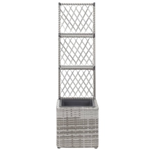 Jardinieră cu spalier 1 ghiveci, 30x30x107 cm, gri, poliratan - Img 2