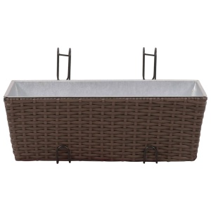 Jardinieră din ratan pentru balcon, 50 cm, 2 buc, Maro - Img 3