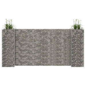 Jardinieră gabion in formă de H, sârmă oțel, 260 x 40 x 120 cm