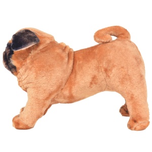 Jucărie de pluș in picioare, câine mops, maro deschis, XXL - Img 2