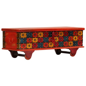 Ladă de depozitare, roșu, 110x40x40 cm, lemn masiv de acacia - Img 3