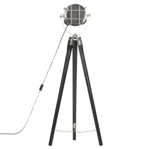 Lampă de podea trepied, negru, 97 cm, lemn masiv de mango - Img 5