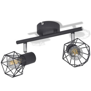 Lustră cadru sârmă stil industrial 2 becuri LED cu filament, negru - Img 4