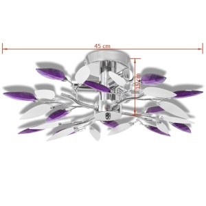 Lustră cristale acrilice formă de frunze albe și violet pt becuri E14 - Img 5