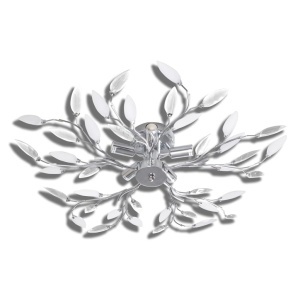 Lustră cristale acrilice formă frunze, transparent & alb, 5 becuri E14 - Img 2