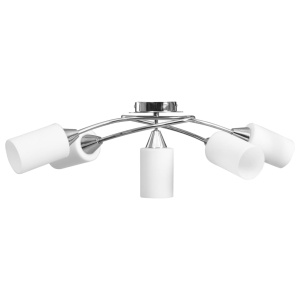 Lustră cu abajururi din ceramică, 5 becuri E14, alb, con - Img 4