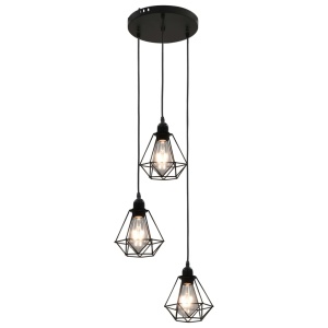 Lustră cu design diamant, negru, 3 x bec E27 - Img 2