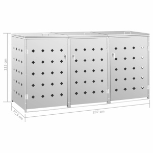 Magazie pentru trei pubele, oțel inoxidabil, 240 L - Img 9