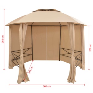 Marchiză pavilion de grădină, perdele, hexagonal, 360x265 cm - Img 9