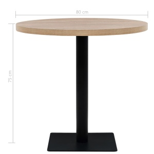 Masă bistro, MDF și oțel, rotundă, 80x75 cm, culoare stejar - Img 5