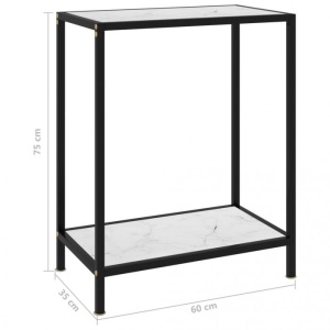 Masă consolă, alb, 60 x 35 x 75 cm, sticlă securizată - Img 5