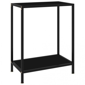 Masă consolă, negru, 60 x 35 x 75 cm, sticlă securizată