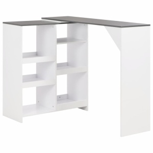 Masă de bar cu raft mobil, alb, 138x40x120 cm