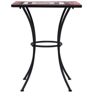 Masă de bistro mozaic, cărămiziu și alb, 60 cm, ceramică - Img 3