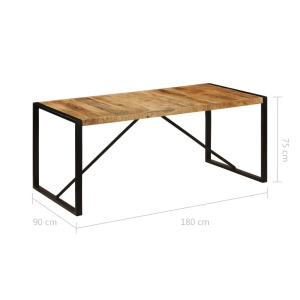 Masă de bucătărie, lemn masiv de mango nefinisat, 180 cm - Img 5