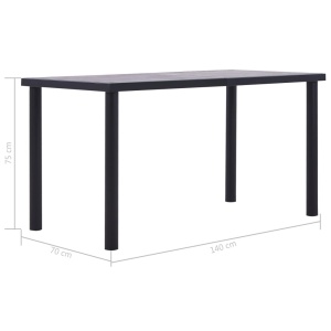 Masă de bucătărie, negru &amp; gri beton, 140 x 70 x 75 cm, MDF - Img 5