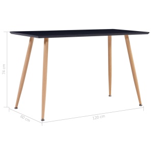 Masă de bucătărie, negru și stejar, 120x60x74 cm, MDF - Img 5