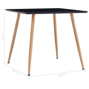 Masă de bucătărie, stejar și negru, 80,5 x 80,5 x 73 cm, MDF - Img 4