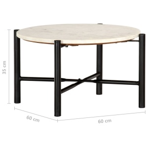 Masă de cafea alb 60x60x35 cm piatră naturală aspect marmură - Img 4