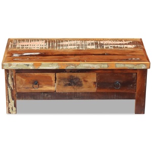 Masă de cafea cu sertare, lemn solid reciclat, 90 x 45 x 35 cm - Img 5