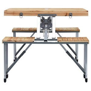 Masă de camping pliabilă cu 4 scaune, oțel și aluminiu - Img 8