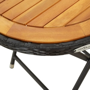 Masă de ceai negru 60 cm poliratan lemn masiv acacia - Img 4