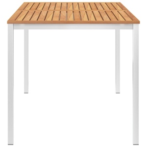 Masă de grădină 160x80x75cm lemn masiv de tec & oțel inoxidabil - Img 3