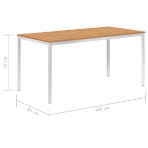 Masă de grădină 160x80x75cm lemn masiv de tec & oțel inoxidabil - Img 5