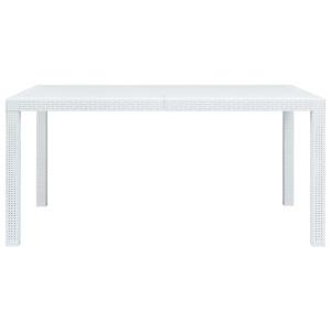 Masă de grădină, alb, 150 x 90 x 72 cm, plastic, aspect ratan - Img 3