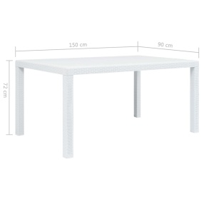 Masă de grădină, alb, 150 x 90 x 72 cm, plastic, aspect ratan - Img 5