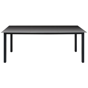 Masă de grădină, negru, 190 x 90 x 74 cm, aluminiu și sticlă - Img 2