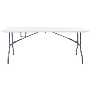 Masă de grădină pliabilă cu 2 bănci, alb, 180 cm, oțel și HDPE - Img 12