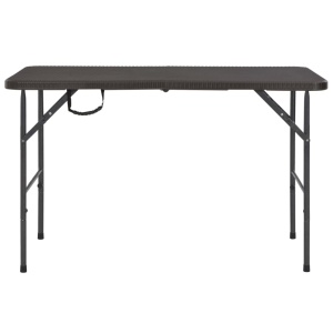 Masă de grădină pliabilă, maro, 120x60x74, HDPE, aspect ratan - Img 2