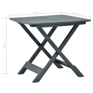 Masă de grădină pliabilă, verde, 79 x 72 x 70 cm, plastic - Img 6