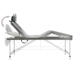 Masă de masaj cu 4 zone, cadru aluminiu, antracit, 186 x 68 cm - Img 8