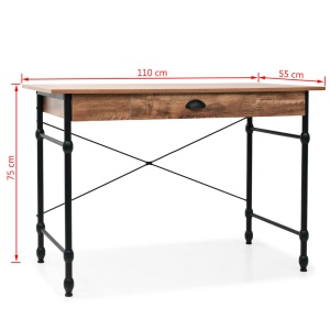Masă de scris cu sertar, 110 x 55 x 75 cm, culoarea stejarului - Img 7