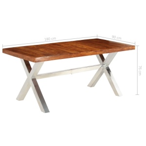 Masă din lemn masiv cu finisaj din palisandru, 180x90x76 cm - Img 11