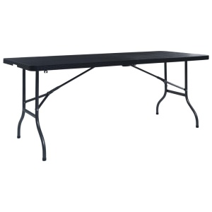 Masă grădină pliabilă, negru, 180x75x72 cm, HDPE imitație ratan