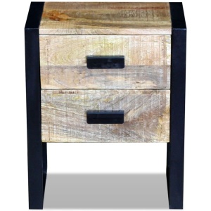 Masă laterală cu 2 sertare din lemn solid de mango, 43x33x51 cm - Img 5